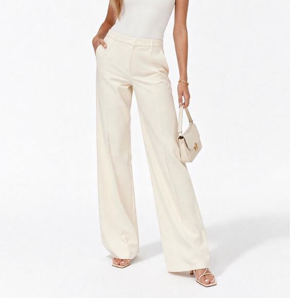 Papaya Pants - Papaya Cream Wide Leg Pants Y2K Max Wide Leg Clean Girl Chic M